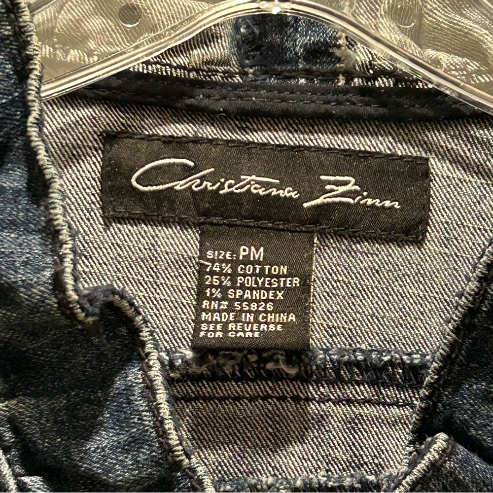 Christiana Zinn Blue Denim Zippered Jacket w/ Ruffles & Pin Tucks - Size PM - Picture 3 of 12